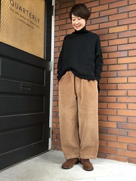 A journal standard luxe QUARTERLY 青山店 employee A.Y is wearing JOURNAL STANDARD LUXE "【Cellar Door/セラドア】フトコールイージーパンツ#"