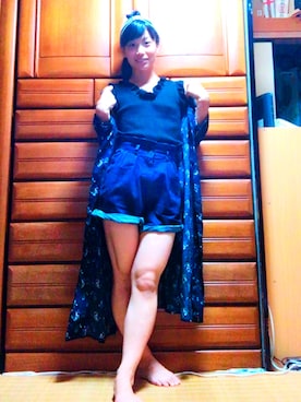 mieさんの「ハイウエストタックデニムショートパンツ 766304(Heather|ヘザー)