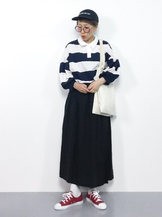 ひいこ is wearing Dot＆Stripes CHILD　WOMAN "NEW ENGLAND CAP"