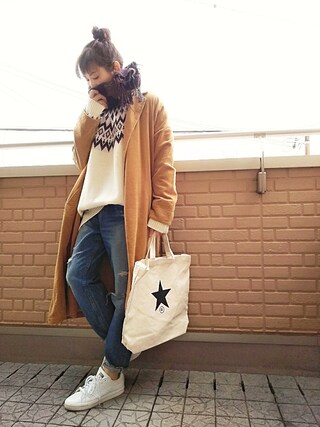 k(ani)使用「CONVERSE TOKYO（CONVERSE TOKYO/コンバーストウキョウ SHOGO SEKINE TOTE BAG）」的時尚穿搭