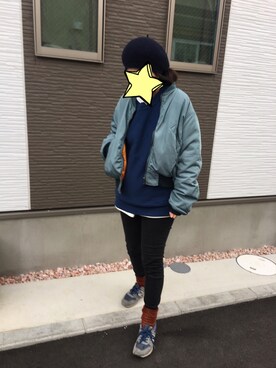 masumi is wearing MOUSSY "HAND DOWN Remake BZ"
