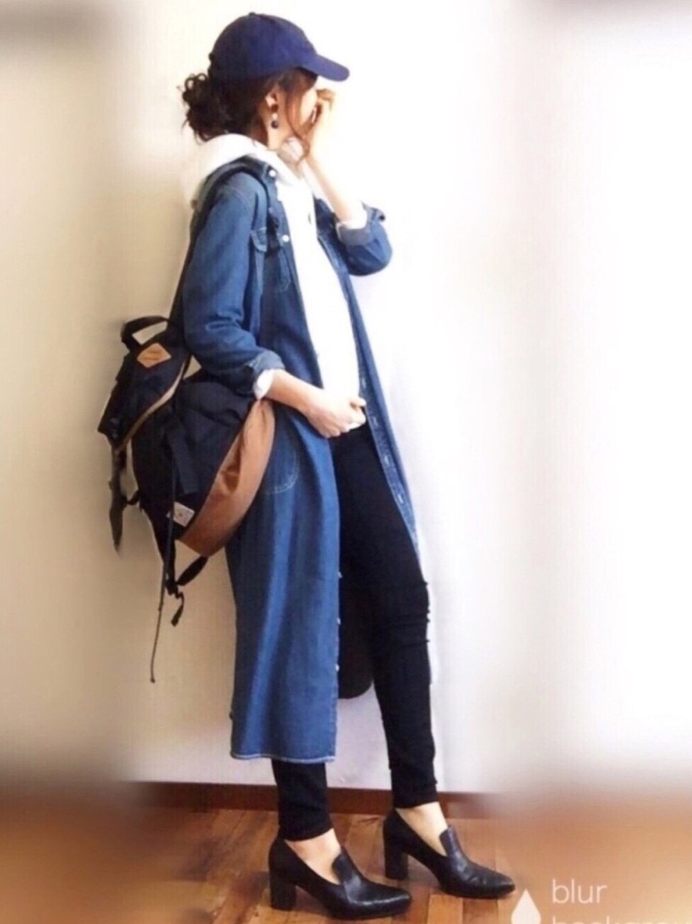 ×ロングデニムワンピでラフおしゃれ