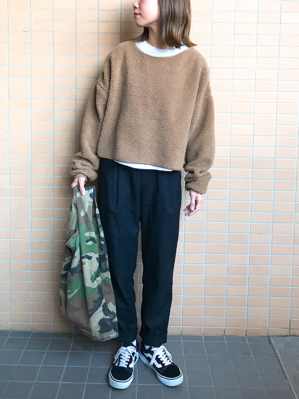 迷彩バッグ×モコモコ