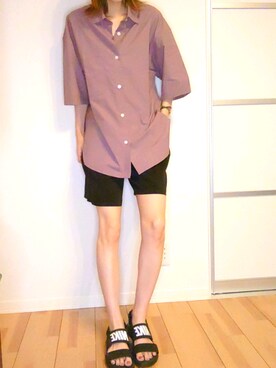 ◆orizou◆使用「GU（ブロードオーバーサイズシャツ）」的時尚穿搭