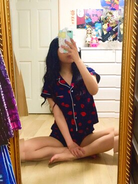 相沢梨紗使用「WEGO（WEGO/パイピングシャツルームウェアセット）」的時尚穿搭