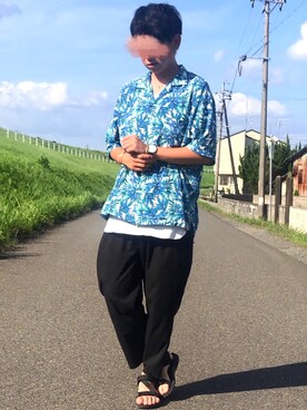 MASAHITO使用「RAGEBLUE（柄オープンカラーシャツ/795308）」的時尚穿搭