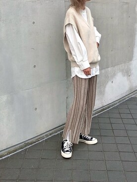 asammy is wearing titivate "ｵｰﾊﾞｰｻｲｽﾞVﾈｯｸﾆｯﾄﾍﾞｽﾄ"