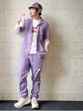 HYSTERIC GLAMOUR仙台店｜yamaguchi.f使用「HYSTERIC GLAMOUR（ELECTRONIC SERVICE pt 半袖オープンカラーシャツ）」的時尚穿搭