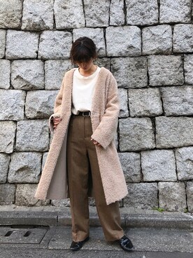 LIFE's代官山店｜Natsumi使用「TODAYFUL（ボアロングコート）」的時尚穿搭