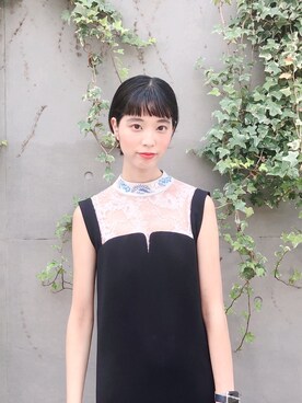 ぼくいずみ使用「mame（Mame Kurogouchi（マメ クロゴウチ）  エンブロイダリーカフスレーススリーブドレス（ブラック/サイズ2））」的時尚穿搭