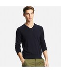 ユニクロ | MEN コットンカシミヤVネックセーター（長袖）(針織衫)