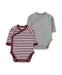ユニクロ | BABY クルーネックボディ（ボーダー・長袖・2枚組）60サイズ(嬰幼兒連體服)