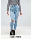 Asos | ASOS Petite ASOS PETITE Ridley Full Length Jeans in Felix Wash(牛仔褲)