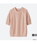 ユニクロ | コットンメッシュクルーネックセーター（5分袖）＋(針織衫)