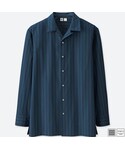 ユニクロ | ストライプオープンカラーシャツ（長袖）＋E(襯衫)
