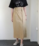 DHOLIC | ベルトSETボタンスリットスカート(裙子)