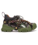 Gucci | Gucci - Flashtrek Crystal Embellished Low Top Trainers - Womens - Black Green(球鞋)