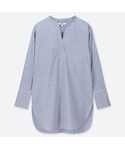 ユニクロ | エクストラファインコットンVネックロングシャツ（長袖）(襯衫)