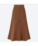 ユニクロ | チノフロントボタンロングスカート（ハイウエスト・丈標準80～84cm）(裙子)