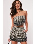Missguided Pants "Missguided Black Gingham Embroidered Shorts And Crop Co Ord Set"