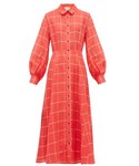 Mara Hoffman One piece dress "Mara Hoffman - Liliana Checked Linen Blend Shirtdress - Womens - Red White"