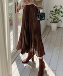 DHOLIC STYLE | [hellosweety] サテンプリーツスカート(裙子)