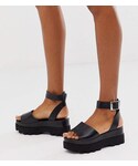 Asos Other Shoes "Asos Design ASOS DESIGN Wide Fit Temple leather flatform sandals in black"