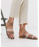 Asos Other Shoes "Asos White ASOS WHITE Buttercup leather strappy flat sandals in white and gray"