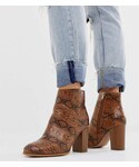 Asos | Asos Design ASOS DESIGN Wide Fit Rye heeled ankle boots in tan snake(Boots)