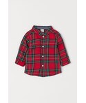 H&M | H&M - コットンフランネルシャツ - レッド(襯衫)