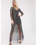 French Connection One piece dress "French Connection vneck knotted sequin maxi dress"