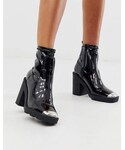 Asos | Asos Design ASOS DESIGN Exchange chunky sock boots in black patent(靴子)