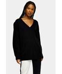 Topshop Knitwear "Topshop Black Ribbed Longline Knitted Jumper With Cashmere"