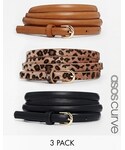 Asos | ASOS Curve ASOS CURVE Leopard Hip and Waist Belt in 3 Pack - Multi(皮帶)