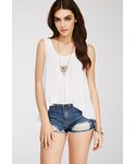 Forever 21 | FOREVER 21 Raw-Cut Gauze Top(T Shirts)