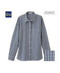 GU | （GU）ウォッシュブロードシャツ（ギンガム・長袖）(WOMEN ⁄ シャツ・ブラウス)
