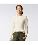 UNIQLO | WOMEN コットンカシミヤケーブルクルーネックセーター（長袖）(Knitwear)
