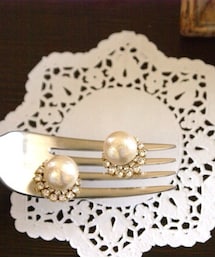 コットンパールとビジューリングピアス(ピアス（両耳用）)