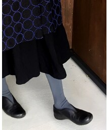 Handmade | ブラックの冬用コットン生地。ギャザーたっぷりロングスカート(スカート)