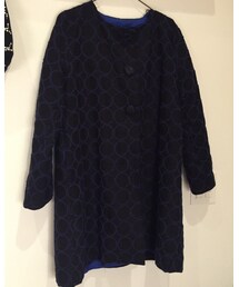 ハンドメイドmina-perhonen | ブラック×ネイビーのタンバリン生地でコート作りました(ノーカラージャケット)