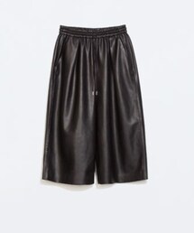 ZARA | フェイクレザーワイドパンツ(その他パンツ)