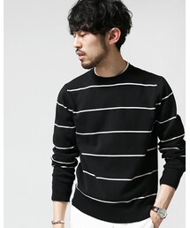 NANO universe | クルーネックミラノリブボーダーL/S(ニット/セーター)