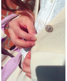 しまむら | しまむらのロングカーディガン×ネットで購入したビジューボタンをつけてオリジナルに。(カーディガン/ボレロ)