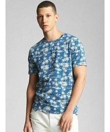 GAP | Gap インディゴ パームツリープリント クルーネックTシャツ(Tシャツ/カットソー)