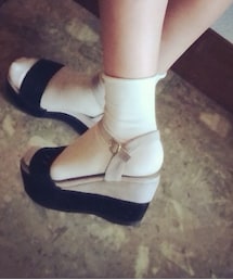 バイカラー厚底サンダル(サンダル)