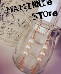 Handmade | コットンパール三連リーフ(ピアス（両耳用）)