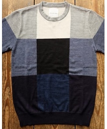 STILL BY HAND | Panel Check Wool Sweater(ニット/セーター)