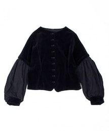 nest Robe | コットンベルベットリネンジャケット ¥33,000(ノーカラージャケット)