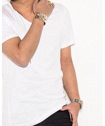 resound clothing | ロング丈uネックTシャツ シルクコーティング超長綿(Tシャツ/カットソー)