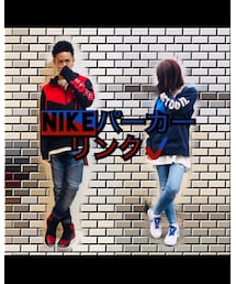 NIKEパーカーリンク❤️💙 | aちゃんは青色💙着てくれました👍(パーカー)